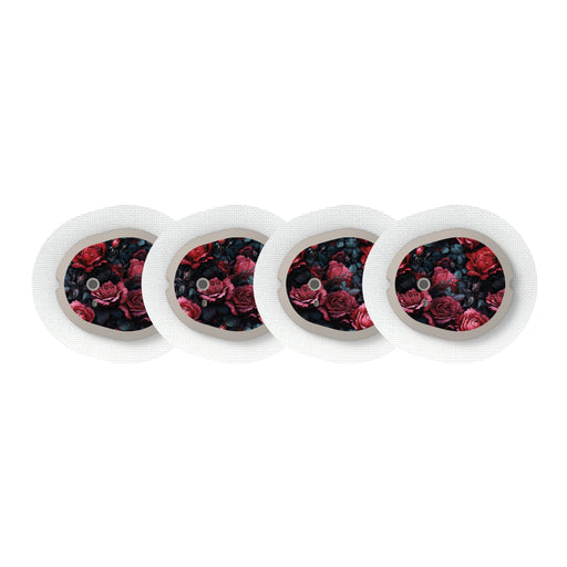 Peelz Gothic Roses Designed for the DEXCOM G7 and Stelo Transmitter Peelz/Stickers White Smoke 4-pack (Set of 4 Stickers)