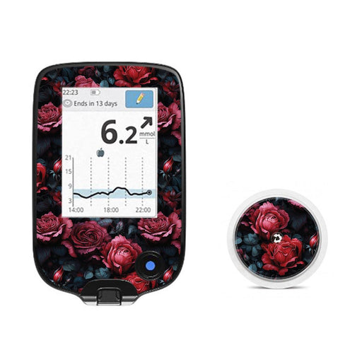 Peelz Gothic Roses Freestyle Libre 2 Peelz/Stickers White Smoke Receiver + Sensor