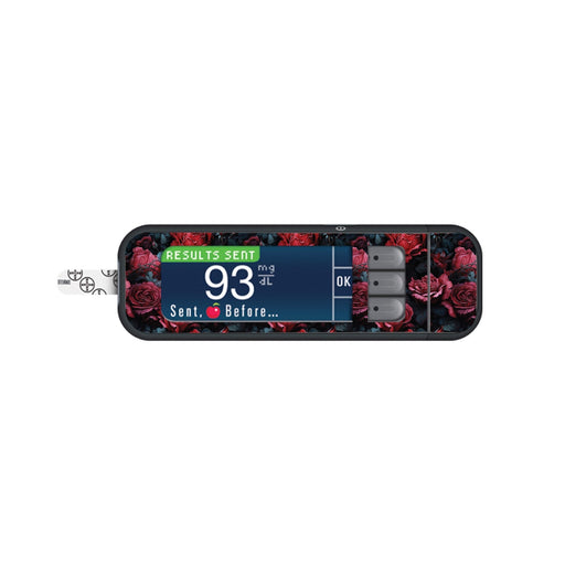 Peelz Gothic Roses for Bayer Contour Next Glucometer Peelz/Stickers White Smoke