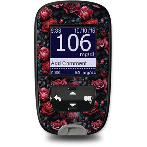 Peelz Gothic Roses for the Accu-Chek Guide Glucometer Peelz/Stickers White Smoke