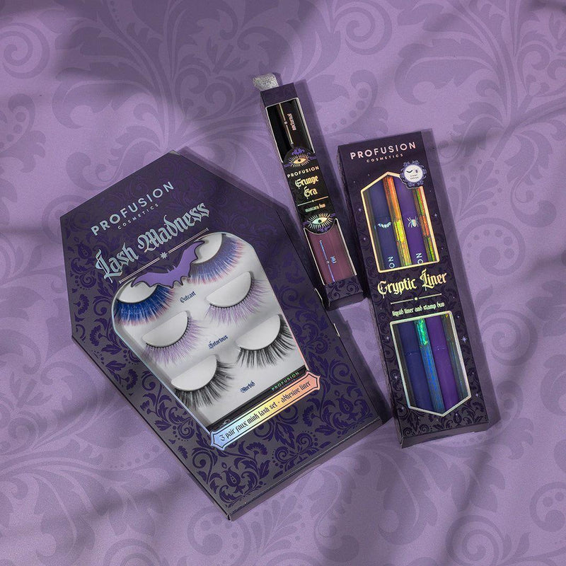 Profusion Cosmetics Lash Madness-3 Pair Faux Mink Lash Set Adhesive Eye Slate Gray