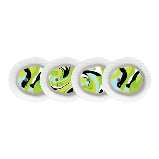 Peelz Green Flow Sticker Designed for the DEXCOM G7 and Stelo Transmitter Peelz/Stickers White Smoke 4-pack (Set of 4 Stickers)