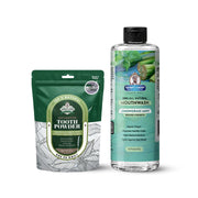 Garner's Garden Natural Mouthwash and Tooth Powder | H2O2 | Antibacterial Fluoride-Free Mouthwash White Smoke 16 oz Reduced Lemongrassmint Mouthwash / 2oz Organic Tooth Powder