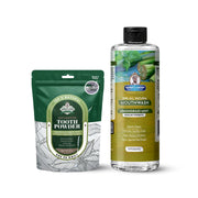 Garner's Garden Natural Mouthwash and Tooth Powder | H2O2 | Antibacterial Fluoride-Free Mouthwash White Smoke 16 oz Regular Lemongrassmint Mouthwash / 2oz Organic Tooth Powder