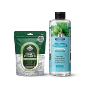 Garner's Garden Natural Mouthwash and Tooth Powder | H2O2 | Antibacterial Fluoride-Free Mouthwash White Smoke 16 oz Reduced Peppermint Mouthwash / 2oz Organic Tooth Powder