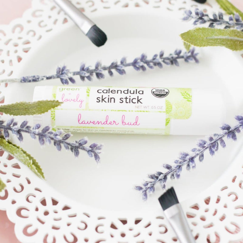 Green + Lovely Lavender Bud Skin Stick - Organic Lotion Stick - Travel Size Lavender