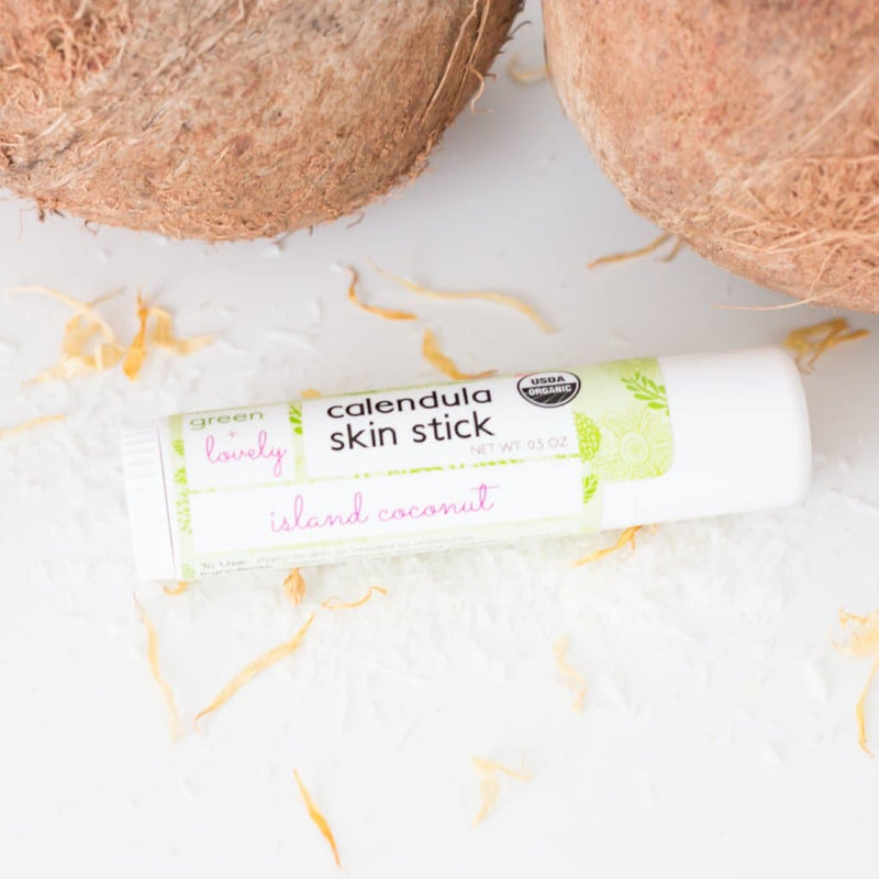 Green + Lovely Island Coconut Skin Stick - Organic Moisture Stick - Travel Size Beige