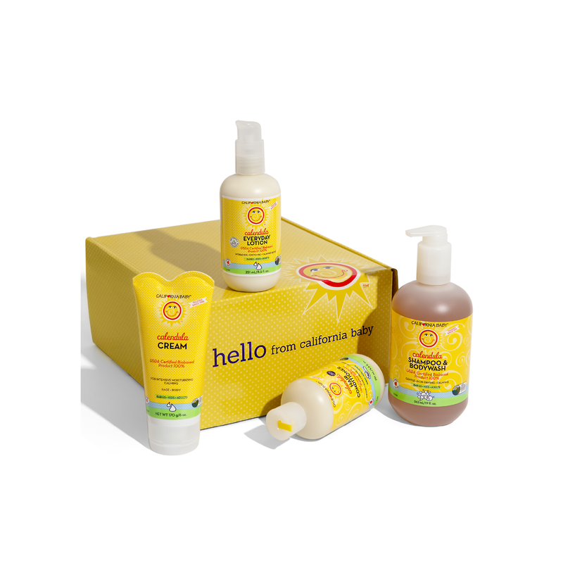 California Baby Best of Calendula™ Gift Set for Adults + Kids Gifts & Totes White Smoke