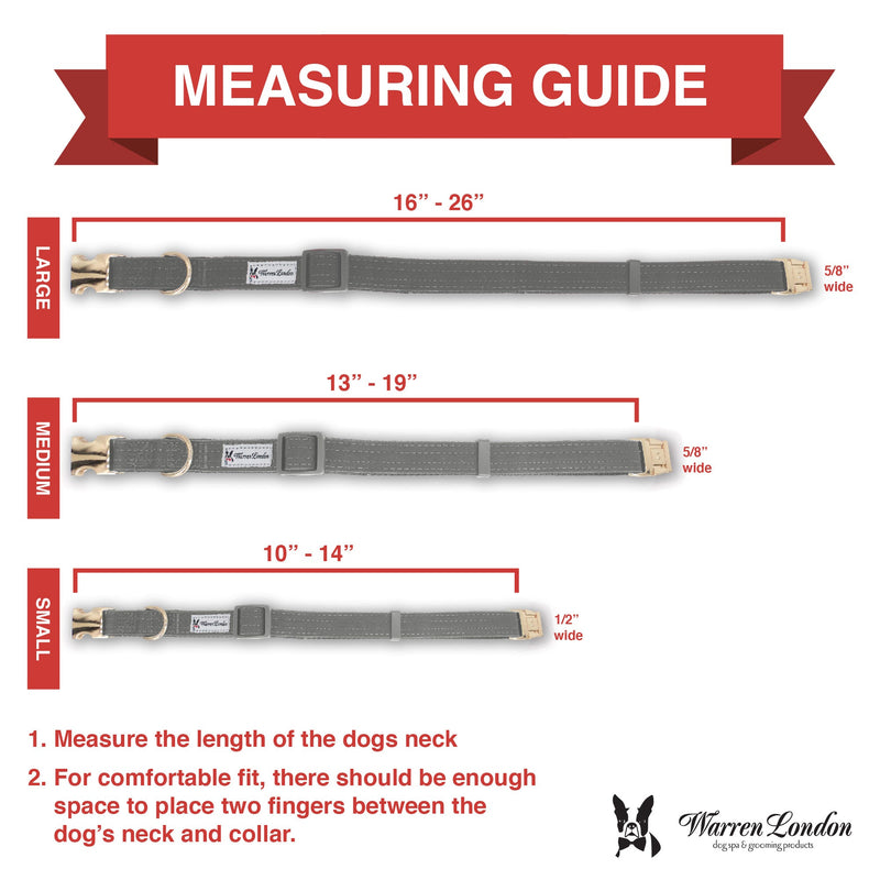 Warren London Fabric Dog Collar - Grey Leashes, Collars & Accessories White Smoke Small (10"-14"),Medium (13"-19"),Large (16"-26")