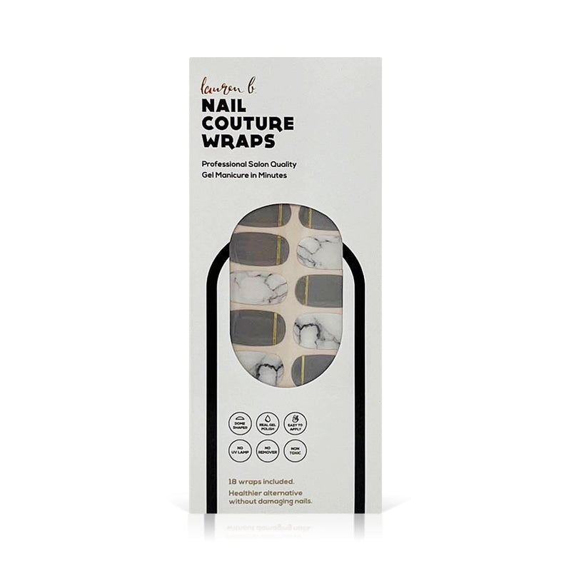 laurenbbeauty Grey & Gold Marble Gel Nail Wrap Nail Art Kits & Accessories Light Gray