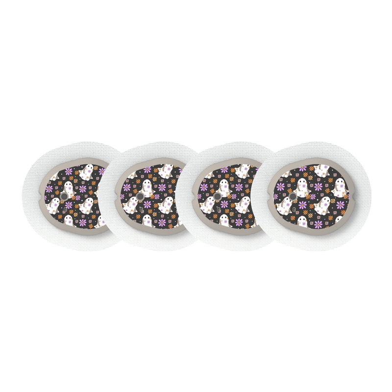 Peelz Groovy Ghosts Designed for the DEXCOM G7 Transmitter Peelz/Stickers White Smoke 4-pack (Set of 4 Stickers)