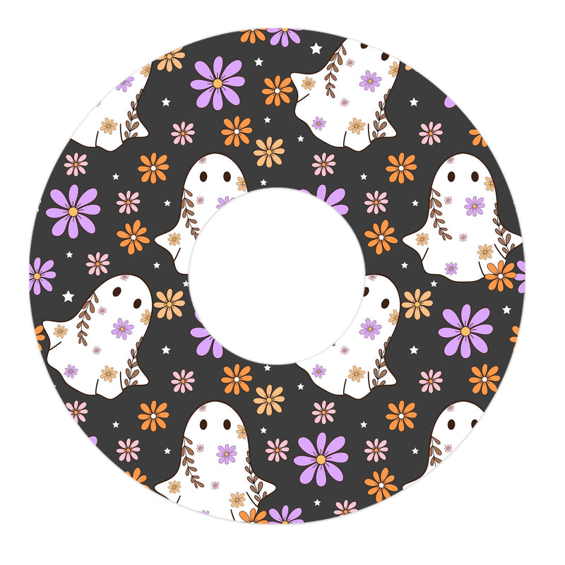 Peelz Groovy Ghosts FreeStyle Libre 3 Plus & Lingo  Patch Tape - Pump Peelz Patch Medical Tape White Smoke 12-Pack (Set of 12 Patches),4-Pack (Set of 4 Patches)