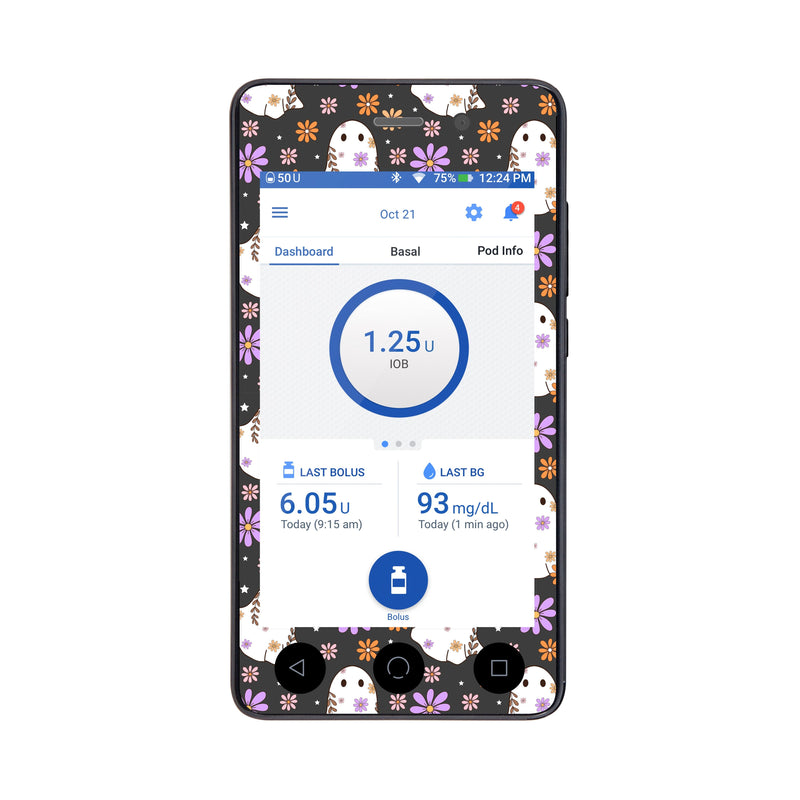 Peelz Groovy Ghosts Sticker for Omnipod DASH® PDM – Pump Peelz Peelz/Stickers White Smoke Whole System Peelz (front + case),Front Peelz,Case Peelz
