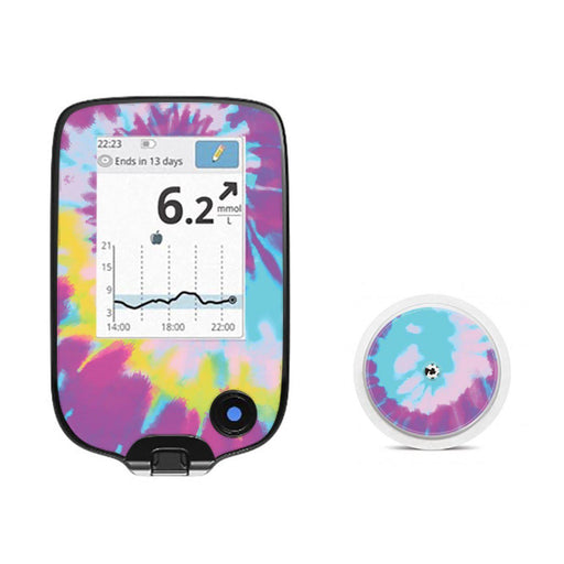 Peelz Groovy Tie-Dye for Freestyle Libre 2 Peelz/Stickers White Smoke Receiver + Sensor
