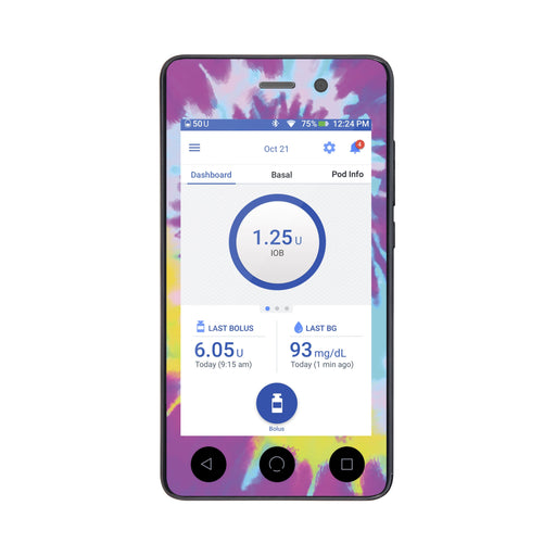 Peelz Groovy Tie-Dye Sticker for Omnipod DASH® PDM – Pump Peelz Peelz/Stickers White Smoke Whole System Peelz (front + case),Front Peelz,Case Peelz