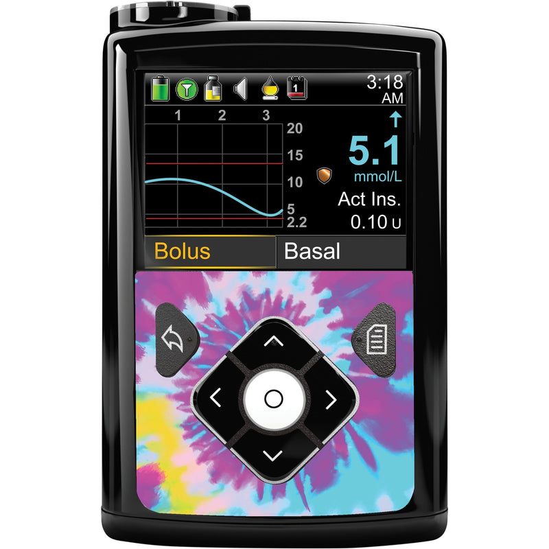 Peelz Groovy Tie-Dye for Sticker for Medtronic MiniMed 770G & 780G Peelz/Stickers Black Front Peelz