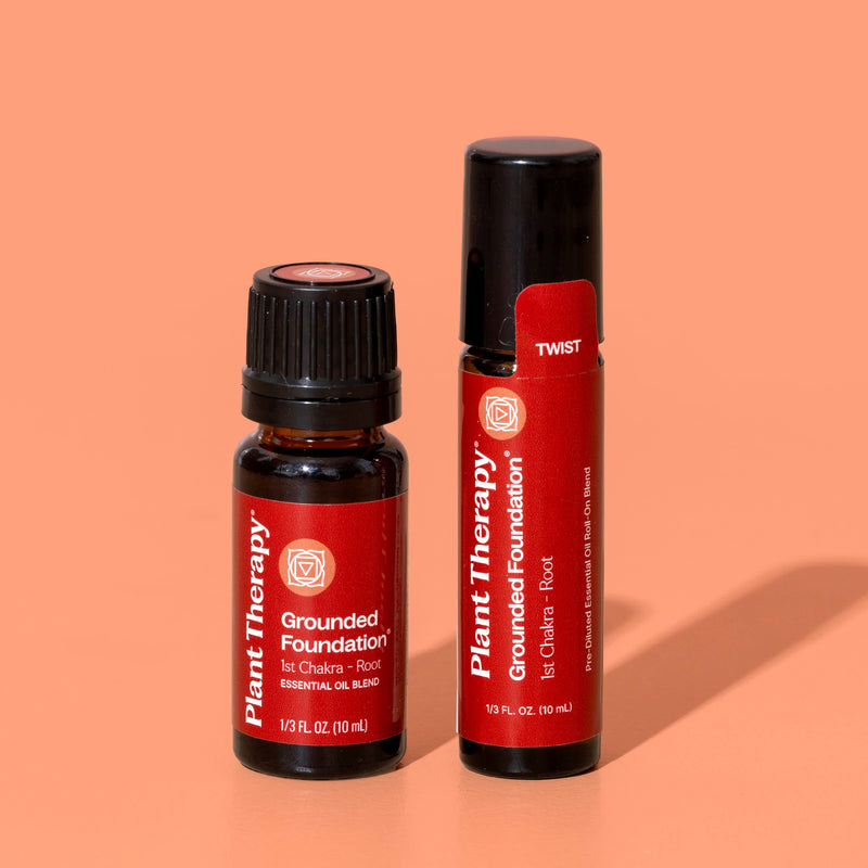 Plant Therapy Grounded Foundation (Root Chakra) Essential Oil Pre-Diluted Roll-On Essential Oil Light Salmon 10 mL