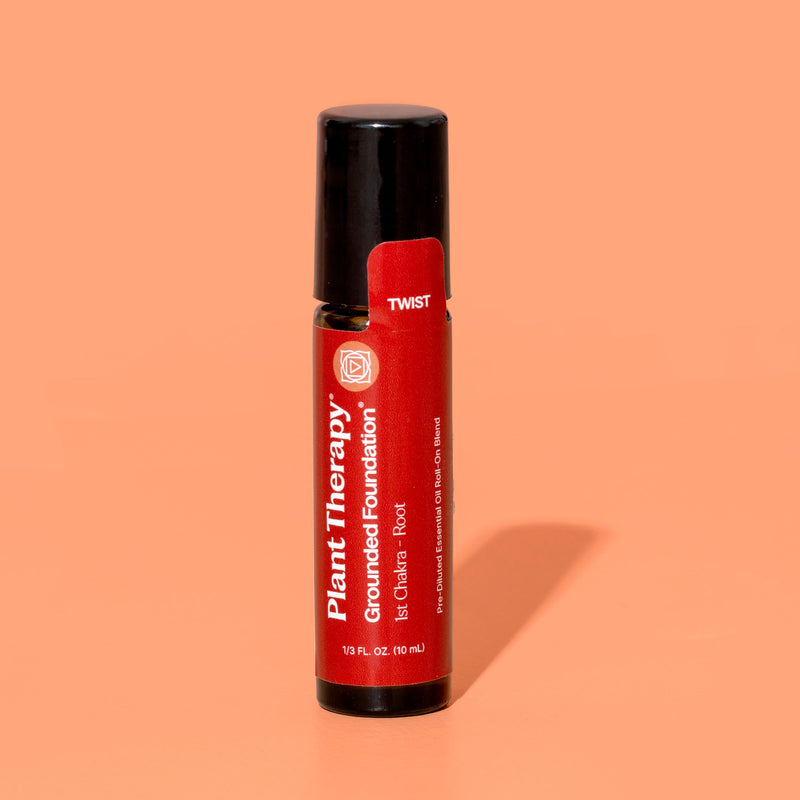Plant Therapy Grounded Foundation (Root Chakra) Essential Oil Pre-Diluted Roll-On Essential Oil Light Salmon 10 mL