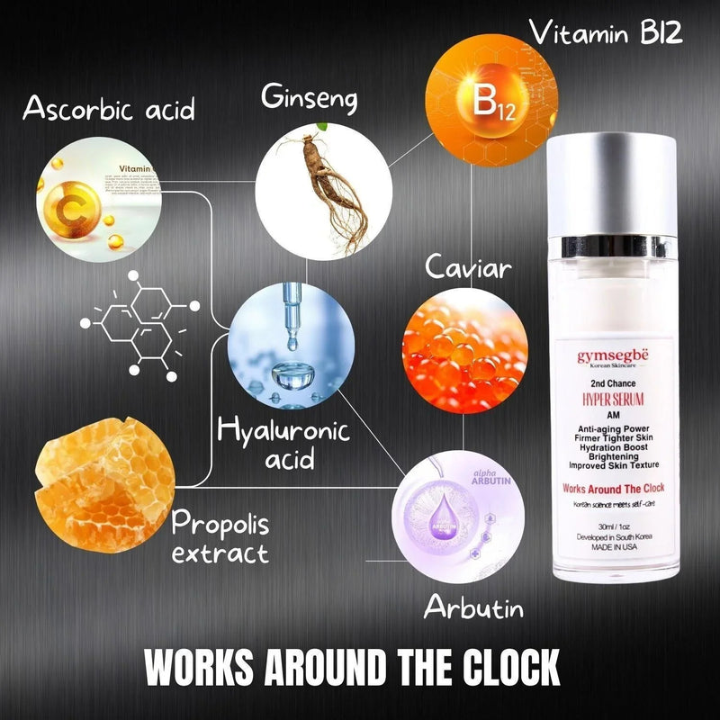 gymsegbë Second Chance Hyper Serum - AM Anti-Aging Facial Black 1 Bottle,2 Bottles Save $1.99,3 Bottles Save $2.98