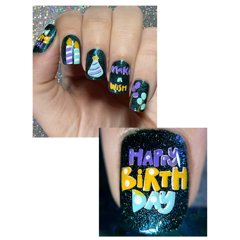 UberChic Beauty Happy Birthday Stamping Plate Dark Gray