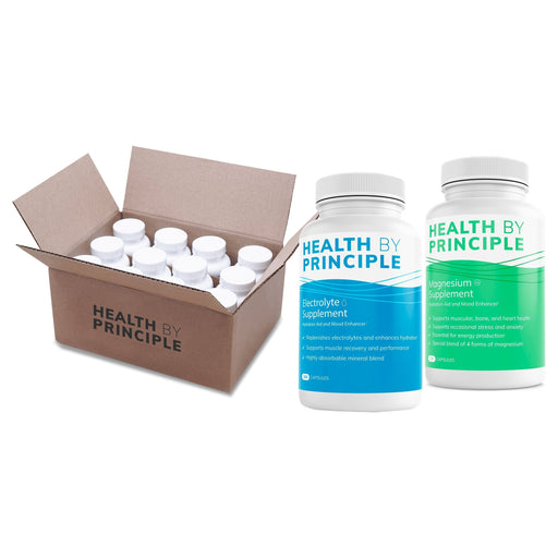Health By Principle Electrolyte and Magnesium Combo Case of 12 Supplements Supplement White Smoke