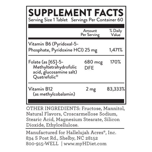 Hallelujah Diet Vitamin B12, B6, Folate Vitamins & Supplements Black