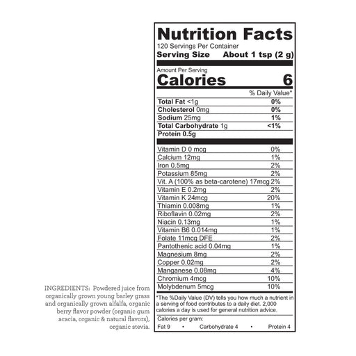 Hallelujah Diet BarleyMax - Berry Flavored (Premium Size) Dehydrated Juice Powder Lavender