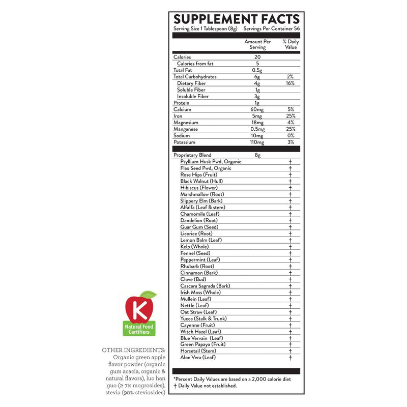 Hallelujah Diet Fiber Cleanse Powder - Natural Colon Cleanse - (Green Apple, 16 oz) Fiber and Detox Antique White