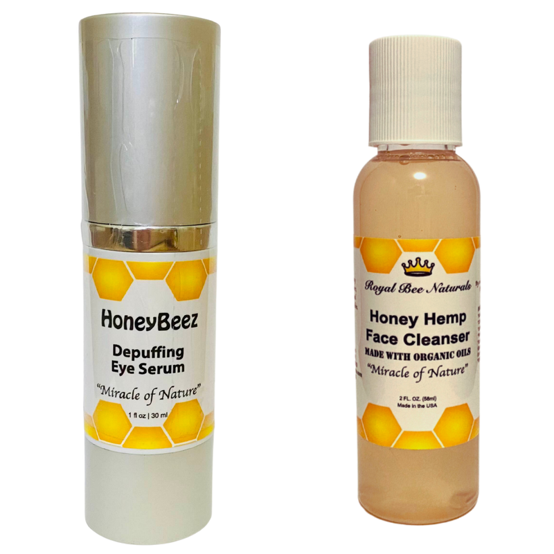 Honey Bee SUPER SPECIAL SALE Choice of Serum and Cleanser Pack Beauty Black Honey Rose Eye Depuffing Serum & Face Cleanser 2oz
