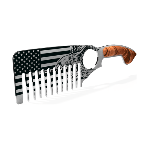 Handsome & Debonair American Flag Beard Comb Styling Tools Gray