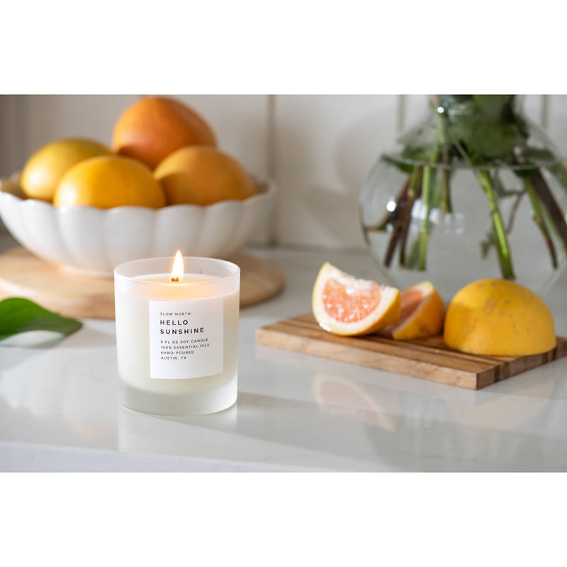 Slow North Hello Sunshine - Signature Candle (Grapefruit + Geranium + Lime) Frosted Candles Gray