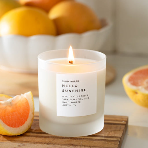 Slow North Hello Sunshine - Signature Candle (Grapefruit + Geranium + Lime) Frosted Candles Gray
