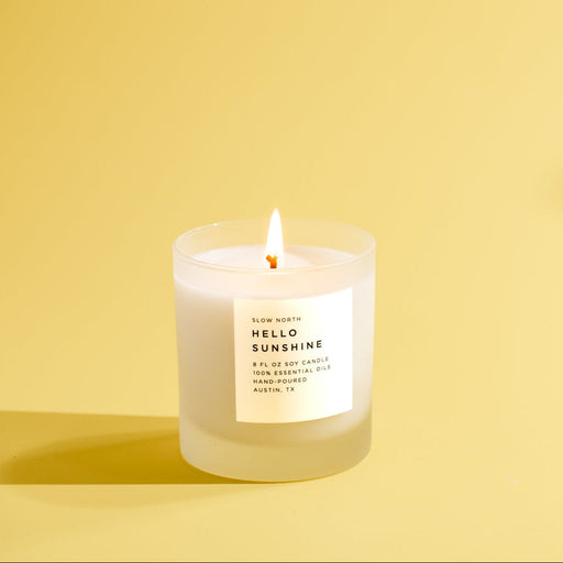 Slow North Hello Sunshine - Signature Candle (Grapefruit + Geranium + Lime) Frosted Candles Light Goldenrod