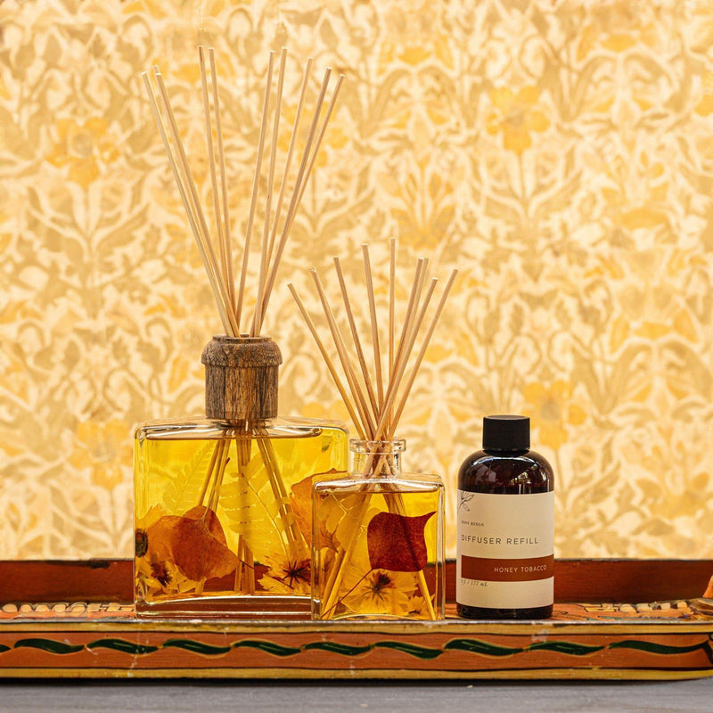Rosy Rings Signature Botanical Reed Diffuser - Honey Tobacco 13oz Botanical Diffuser Light Goldenrod