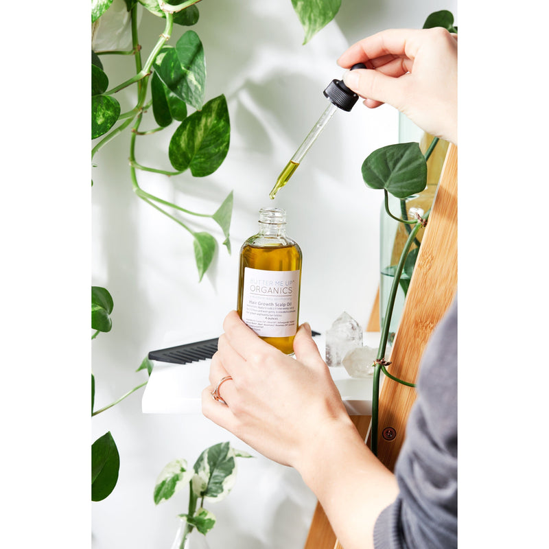 Butter Me Up Organics Organic Scalp Treatment / Scalp Oil / Hair Growth / Organic Hair Oil / Hair Repair / Healthy Scalp / Herbal Treatment / Glass Bottle Hair Light Gray