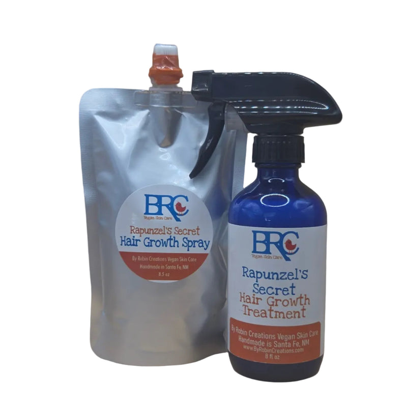 By Robin Creations Hair Growth Treatment Spray Hair, Brows & Eyelashes White Smoke 8 oz Glass Spray Bottle,10 oz Flairosol Bottle,8.5 oz Refill Pouch
