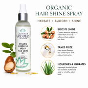 Glimmer Goddess® Organic Skin Care Organic Hair Shine Spray – Frizz Control & Hydrating Hair Growth White Smoke
