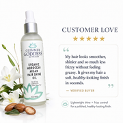 Glimmer Goddess® Organic Skin Care Organic Hair Shine Spray – Frizz Control & Hydrating Hair Growth White Smoke