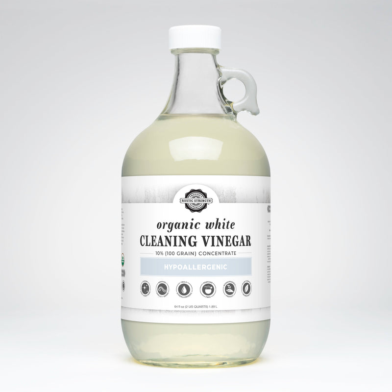Rustic Strength Organic White Cleaning Vinegar Concentrate | 10% (100 grain) Multi-Purpose Cleaner Lavender Half Gallon Glass