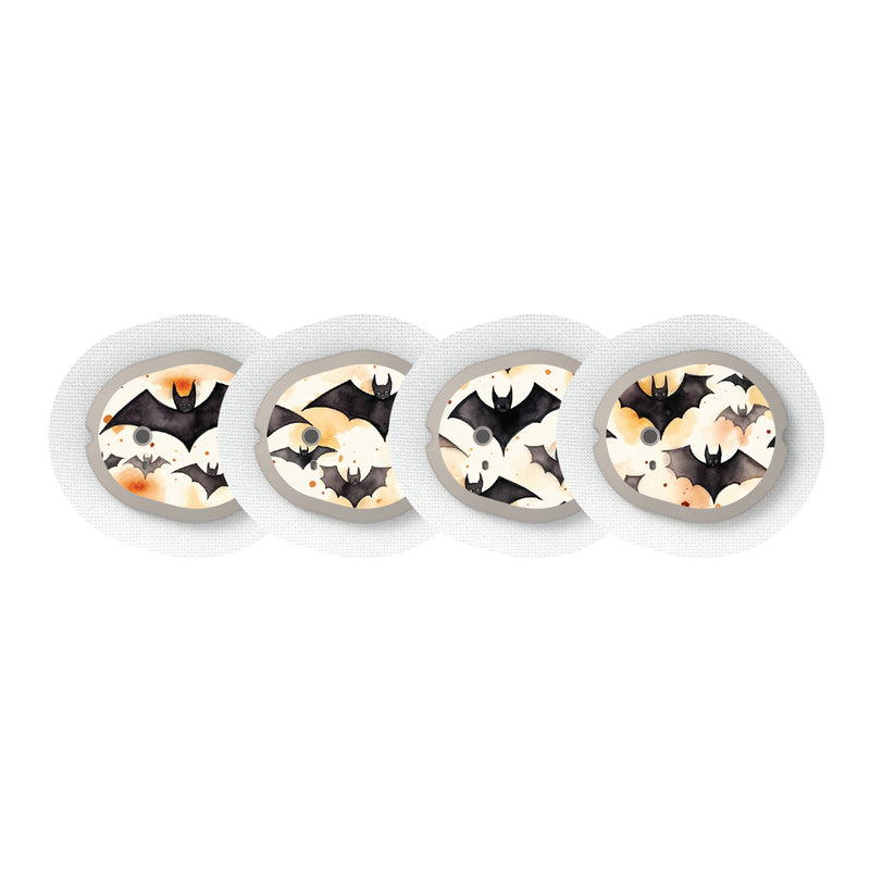 Peelz Halloween Bats Designed for the DEXCOM G7 and Stelo Transmitter Peelz/Stickers White Smoke 4-pack (Set of 4 Stickers)