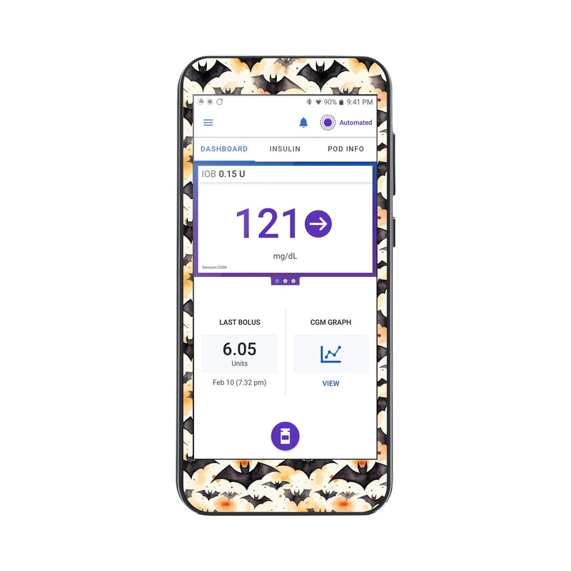 Peelz Halloween Bats Sticker for Omnipod® 5 Controller – Pump Peelz Peelz/Stickers White Smoke
