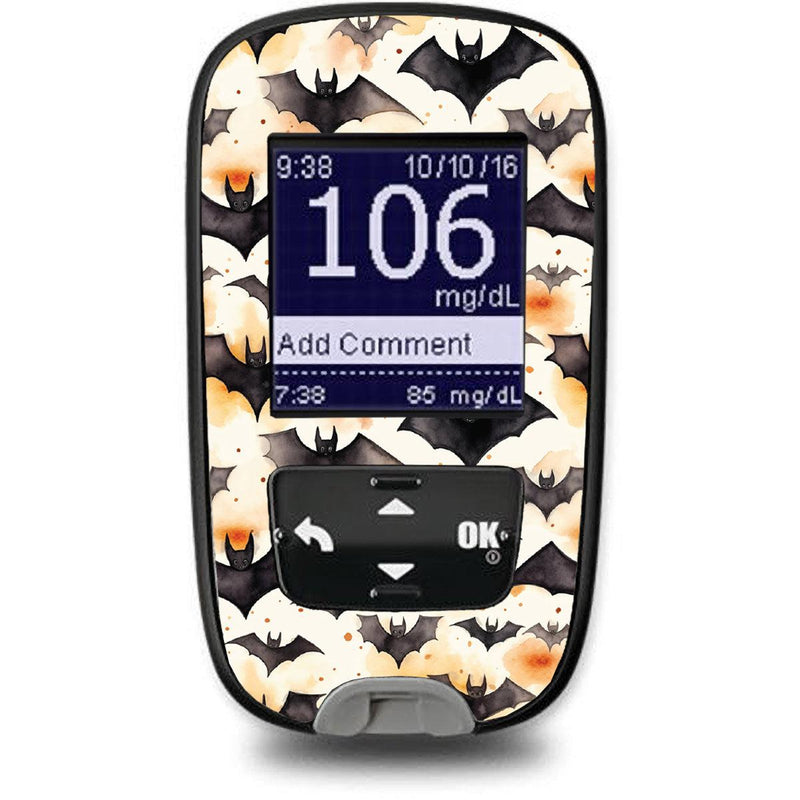 Peelz Halloween Bats for the Accu-Chek Guide Glucometer Peelz/Stickers White Smoke