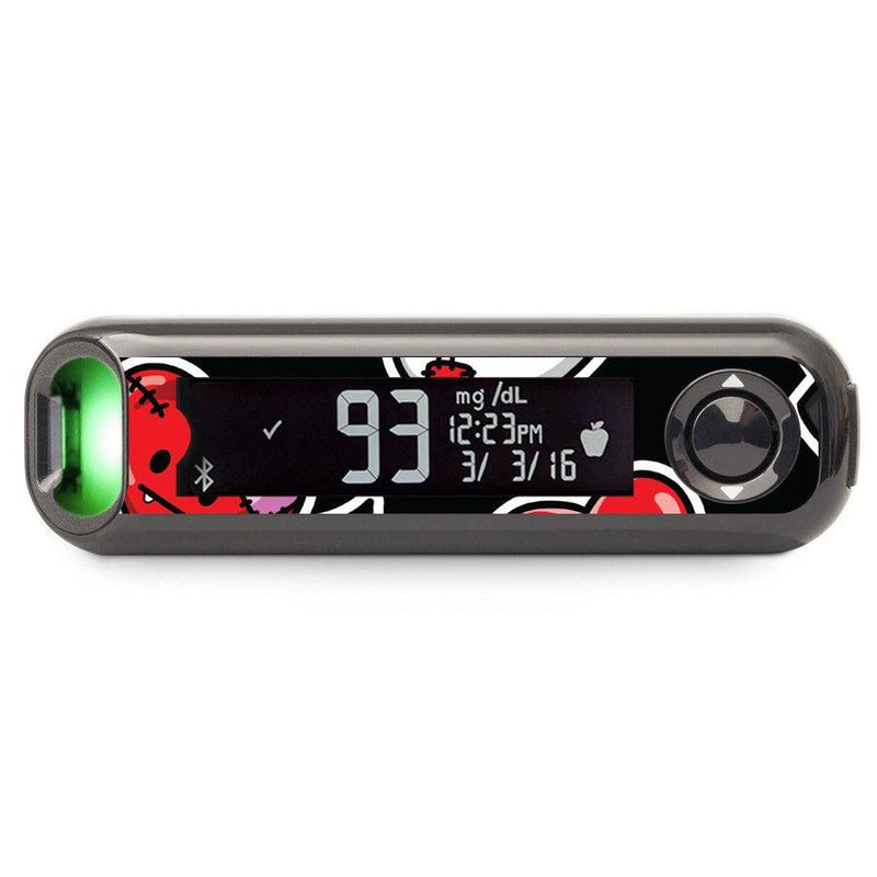 Peelz Halloween Valentine Bayer Contour© Next One Glucometer Peelz/Stickers Black
