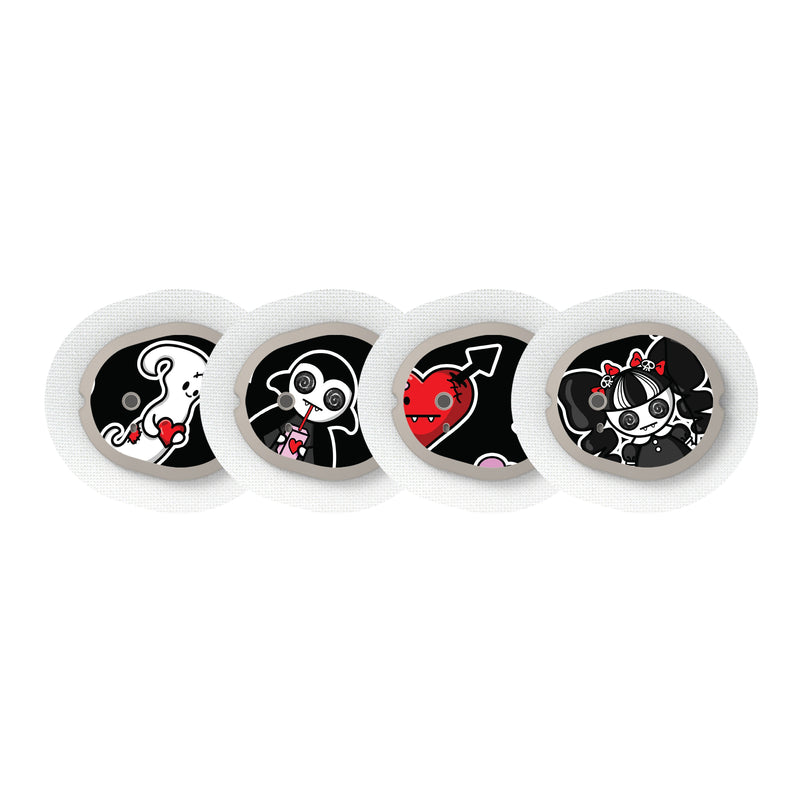 Peelz Halloween Valentine Designed for the DEXCOM G7 and Stelo Transmitter Peelz/Stickers White Smoke 4-pack (Set of 4 Stickers)