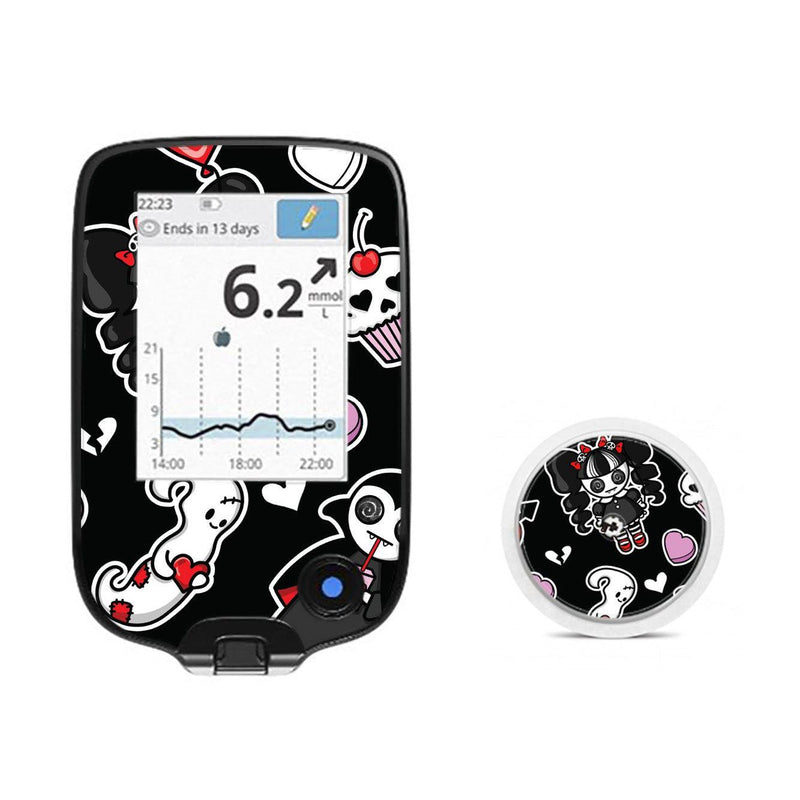 Peelz Halloween Valentine Freestyle Libre 2 Peelz/Stickers White Smoke Receiver + Sensor