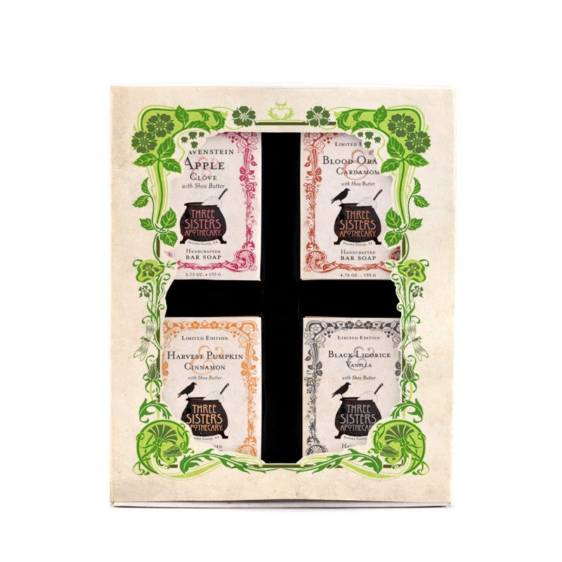 Soap Cauldron Boxed Sampler Gift Set 4 Bar Bar Soap Black Halloween