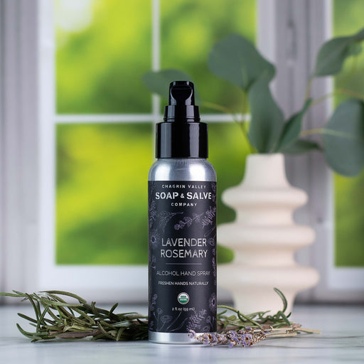 Chagrin Valley Soap & Salve Hand Spray: Lavender Rosemary Hand Sanitizer Gray 2 fl oz Spray Bottle