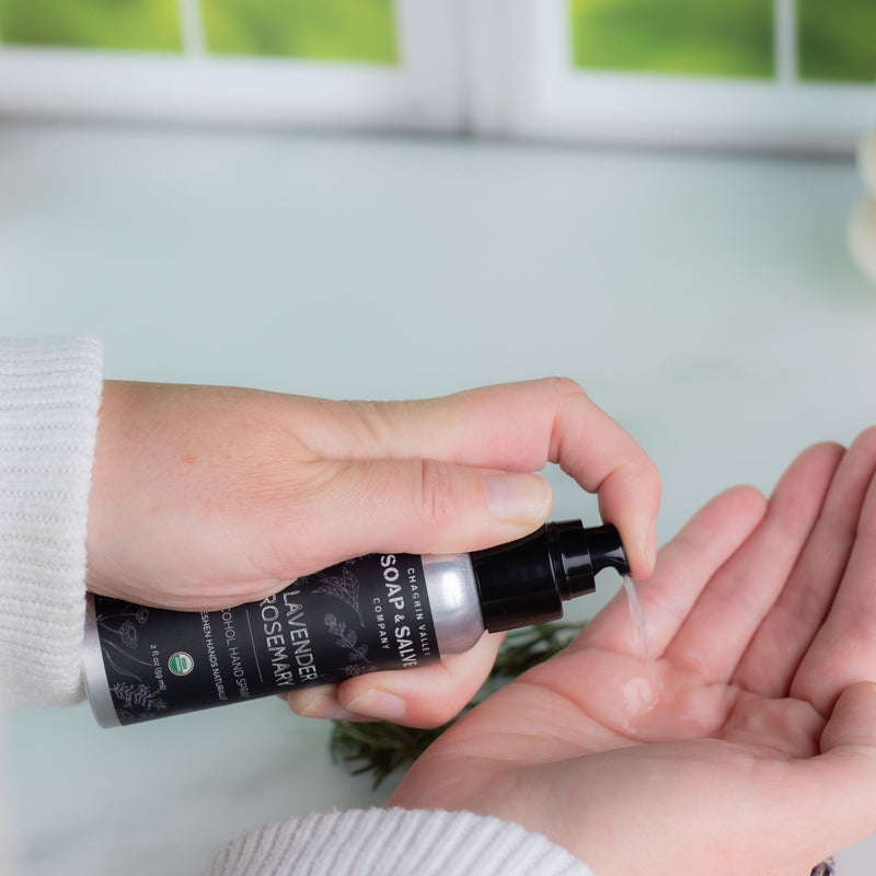 Chagrin Valley Soap & Salve Hand Spray: Lavender Rosemary Hand Sanitizer Gray 2 fl oz Spray Bottle