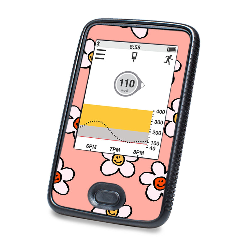 Peelz Happy Flowers DEXCOM G6 Touchscreen Receiver Peelz/Stickers White Smoke