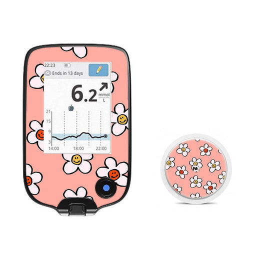 Peelz Happy Flowers Freestyle Libre 2 Peelz/Stickers White Smoke Receiver + Sensor